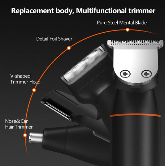 4 in 1 Body Hair Trimmer Kit for Men Waterproof Electric Shaver Black-1